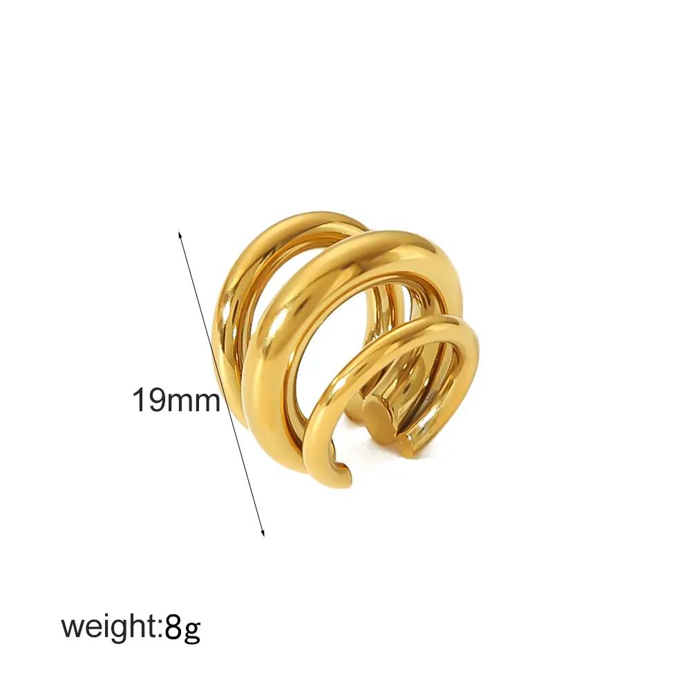 1 pezzo classico stile semplice colore solido geometrico acciaio inossidabile placcato oro 18K orecchini stile clip femminile Immagine2